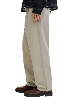 Pantalon Karl Lawrence en coton beige pourvu d'une taille élastiquée
