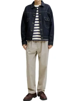 Pantalon Karl Lawrence en coton beige pourvu d'une taille élastiquée