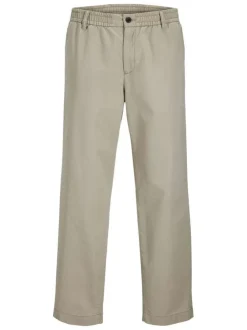 Pantalon Karl Lawrence en coton beige pourvu d'une taille élastiquée