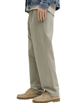 Pantalon Karl Lawrence en coton kaki pourvu d'une taille élastiquée