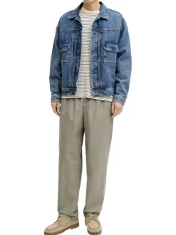Pantalon Karl Lawrence en coton kaki pourvu d'une taille élastiquée