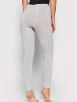 Pantalon Legging gris uni avec une coupe skinny et ceinture noire