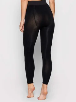 Pantalon Legging noir uni avec une coupe skinny et ceinture élastiquée