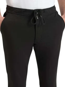 Pantalon Malo en coton mélangé noir coupe droite pourvu d'une taille élastiquée