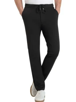 Pantalon Malo en coton mélangé noir coupe droite pourvu d'une taille élastiquée