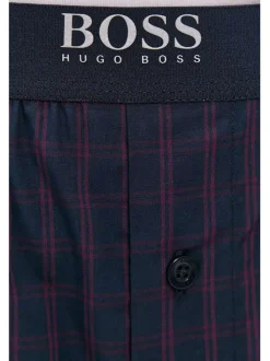 Pantalon marine en coton carreaux avec une coupe fermée