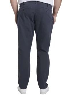 Pantalon marine pour homme en coton uni coupe droite