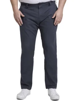 Pantalon marine pour homme en coton uni coupe droite