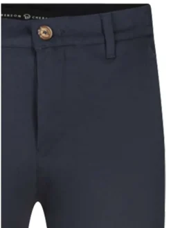 Pantalon marine uni avec une coupe droite et des passants pour ceinture