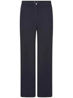 Pantalon marine uni avec une coupe large et une taille intermédiaire