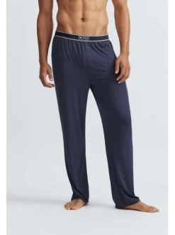 Pantalon marine uni avec une coupe régular et une taille élastiquée