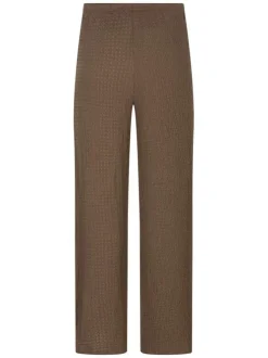 Pantalon marron uni pourvu d'une coupe bootcut et d'une taille haute