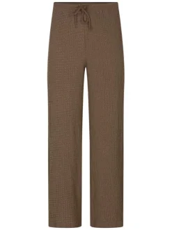 Pantalon marron uni pourvu d'une coupe bootcut et d'une taille haute