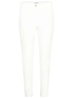 Pantalon 7/8éme blanc uni avec une coupe slim et une taille intermédiaire