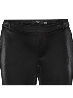 Pantalon noir aspect enduit avec une coupe straight fit et une taille élastiquée