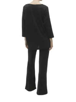Pantalon noir avec détail lurex une taille élastiquée et une coupe regular fit