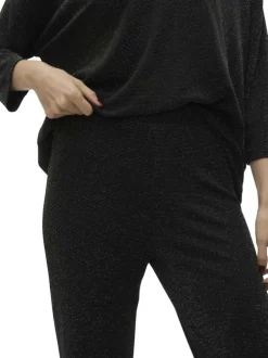 Pantalon noir avec détail lurex une taille élastiquée et une coupe regular fit