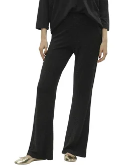 Pantalon noir avec détail lurex une taille élastiquée et une coupe regular fit