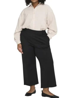 Pantalon noir coupe bootcut pourvu de passants pour la ceinture