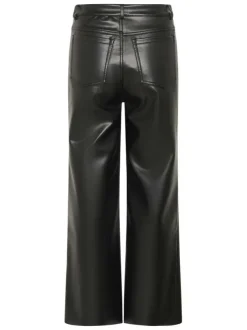 Pantalon noir enduit avec une coupe bootcut et 4 poches plaquées