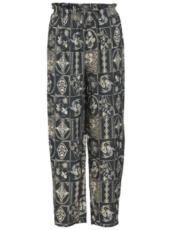 Pantalon noir imprimé avec une coupe regular fit et élastiqué à la taille