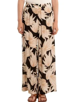Pantalon noir à motifs pourvu d'une coupe large et d'une taille haute