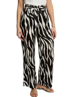 Pantalon noir orné d'un motif animalier et pourvu d'une taille élastiquée