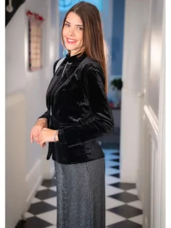 Pantalon noir uni aspect simili cuir avec une coupe droite et des poches