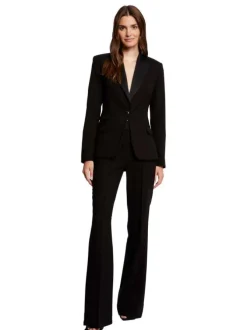 Pantalon noir uni avec une coupe bootcut et une taille intermédiaire
