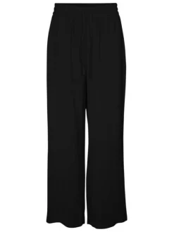 Pantalon noir uni avec une coupe bootcut et une taille intermédiaire