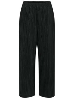 Pantalon noir uni avec une coupe droite et une taille élastiquée