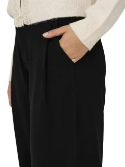 Pantalon noir uni avec une coupe flare et une fermeture à zip et agrafe