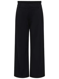 Pantalon noir uni avec une coupe flare et une fermeture à zip et agrafe