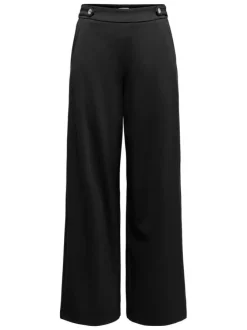Pantalon noir uni avec une coupe flare et une taille élastique