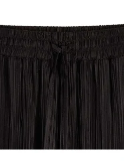 Pantalon noir uni avec une coupe large et un lien de serrage à la taille
