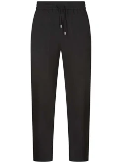 Pantalon noir uni avec une coupe regular fit et une taille élastiquée