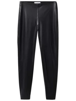 Pantalon noir uni avec une coupe skinny et un zip sur le côté