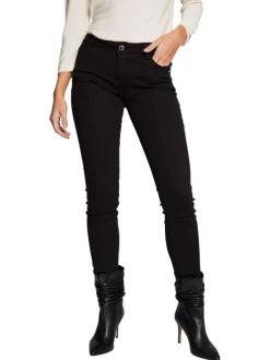 Pantalon noir uni avec une coupe slim et une taille intermédiaire