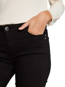 Pantalon noir uni avec une coupe slim et une taille intermédiaire