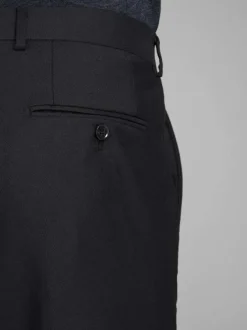 Pantalon noir uni à coupe droite et à fermeture zippée boutonnée