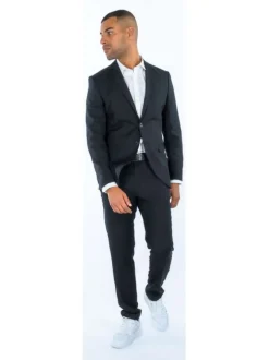 Pantalon noir uni à coupe droite et à fermeture zippée boutonnée