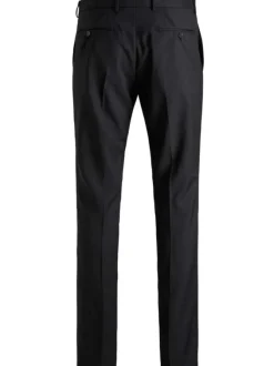 Pantalon noir uni à coupe droite et à fermeture zippée boutonnée