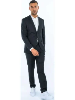 Pantalon noir uni à coupe droite et à fermeture zippée boutonnée