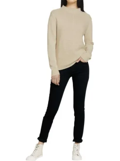 Pantalon noir uni à coupe slim un style 5 poches et zippé boutonné à la taille