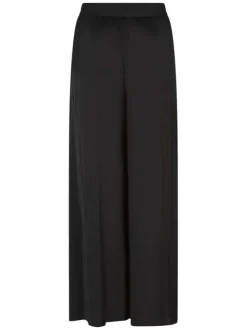 Pantalon noir uni pourvu d'une taille haute et d'une coupe large
