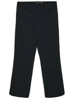 Pantalon noir uni à une coupe bootcut avec une aggraphe et un zip