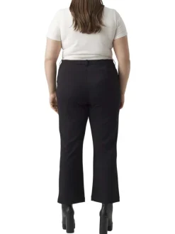 Pantalon noir uni à une coupe bootcut avec une aggraphe et un zip