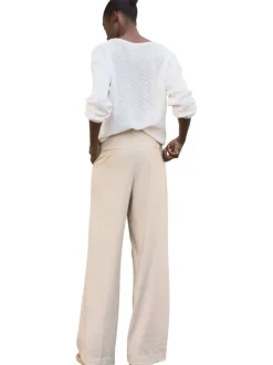 Pantalon à pince écru pourvu d'une coupe coupe ample et fluide