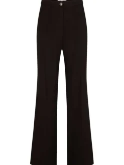 Pantalon à plis Chino noir uni coupe bootcut pourvu d'une taille cintrée