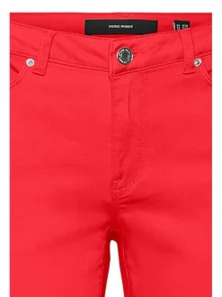 Pantalon 5 Poche framboise taille intermédiaire uni coupe slim